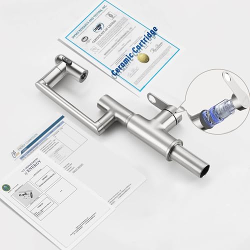 Rotatable Bath Faucet with Temp Display in Celsius, Single Hole Brushed Nickel and 3 Outlet Modes Faucet, Battery-Free - color: Brushed Nickel
