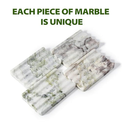 Karibiber Marble Soap Dish, Large Stone Bar Soap Holder Shower, Green Bathroom Soaps Saver, Easy Cleaning Natural Stone Sponge Holder for Kitchen Sink, Executive Jewelry Ring Tray - color: Light Green