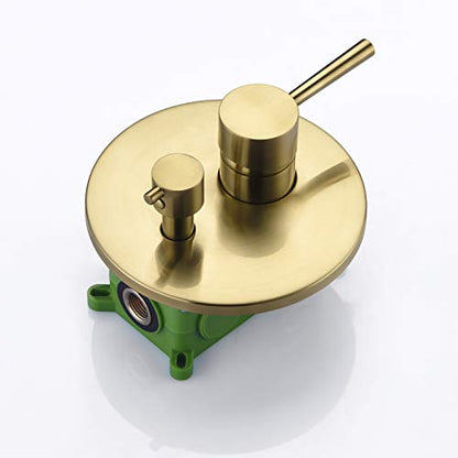 SUMERAIN Brushed Gold Shower Faucet System | with High Pressure 8 Inches Rain Shower Head and Brass Hand Shower, Rough-In Valve Body and Trim Included - color: Brushed Gold, size: 2 Function