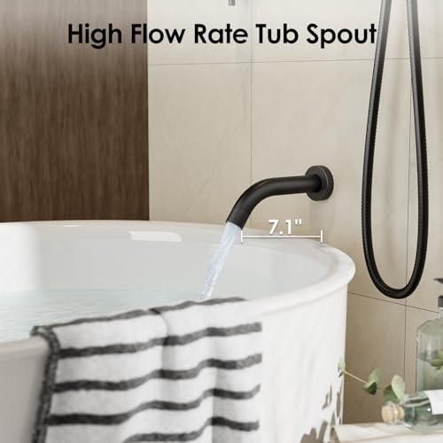 Gabrylly 10" Thermostatic Shower Faucets Set with Tub Spout, Matte Black | All Metal Shower System, Rain Shower Head with Handheld Spray Combo, Luxury Bathroom Rainfall Shower Head Set With Valve - color: Matte Black
