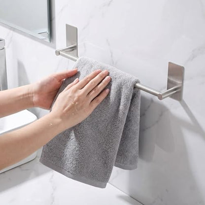 Songtec Bathroom Towel Bar 16-inch, No Drill Stick On Towel Rack, Easy Install with Self-Adhesive, Premium SUS304 Stainless Steel - Brushed Nickle - color: Brush Nickle, size: 16-Inch