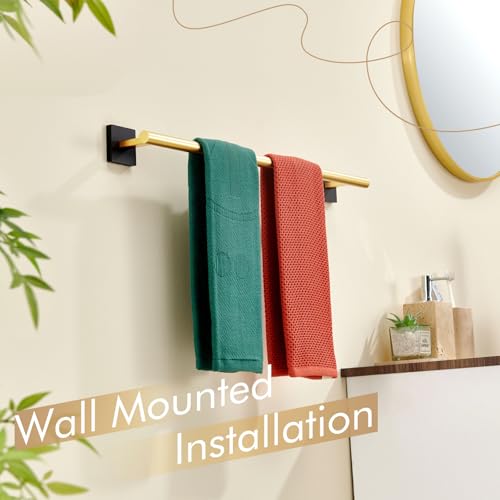 KOKOSIRI Bathroom Towel Bar Bath Towel Holders for Toilet Kitchen Cabinet Wall Mount 24 Inch Black with Gold Stainless Steel B4005GDK-L24 - color: Black Gold, size: 24-Inch