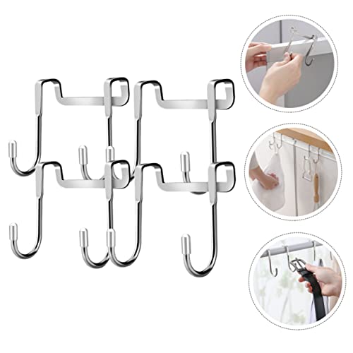 Holibanna 4Pcs Stainless Steel Over the Door Hooks S-Shaped Double Hooks for Kitchen Cabinet Bathroom Towel Organizer 2.95X2.55 Inches