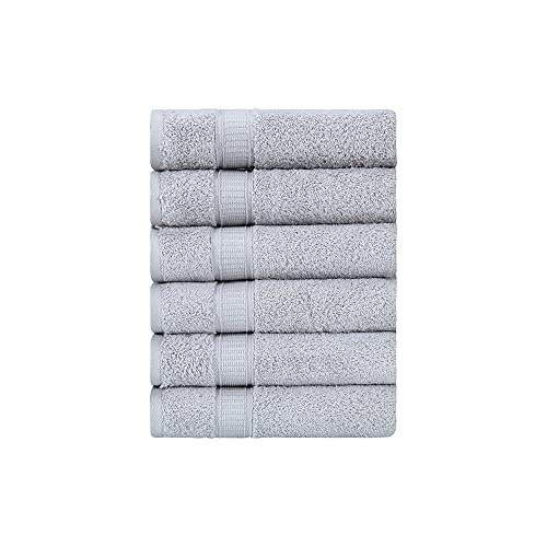 LA’ HAMMAM FINE LIVING - 6 Pack 16” × 28” Cotton Hand Towels for Bathroom, Face, Hotel, Gym, Spa | Extra Soft Feel Fingertip, Quick Dry and Highly Absorbent Turkish Hand Towels Set - Light Grey - color: Light Grey, size: Hand Towels- 6 Pack