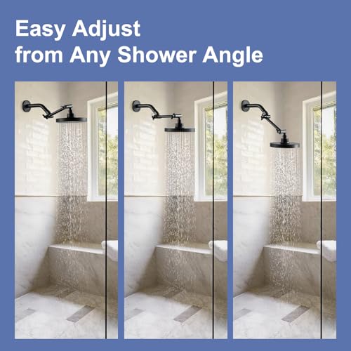 OFFO Shower Head Extension Arm, 6 in Shower Extension Arm with Locking Nut, Adjustable Height and Angle, Universal G1/2 Connector for Fixed and Handheld ShowerHead, Matte Black - color: Matte Black, style: 6 in