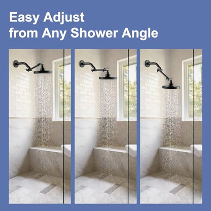 OFFO Shower Head Extension Arm, 6 in Shower Extension Arm with Locking Nut, Adjustable Height and Angle, Universal G1/2 Connector for Fixed and Handheld ShowerHead, Matte Black - color: Matte Black, style: 6 in