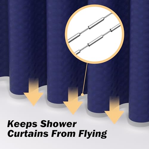 25 PCS Navyblue Bathroom Accessories Set丨Shower Curtain Bathroom Accessory | All-in-One Kit with Shower Curtain,rug,Trash Can,Toothbrush Holder,Toilet BrushSoap Dispenser,Toothbrush Cup,etc for Home - color: Navy Blue