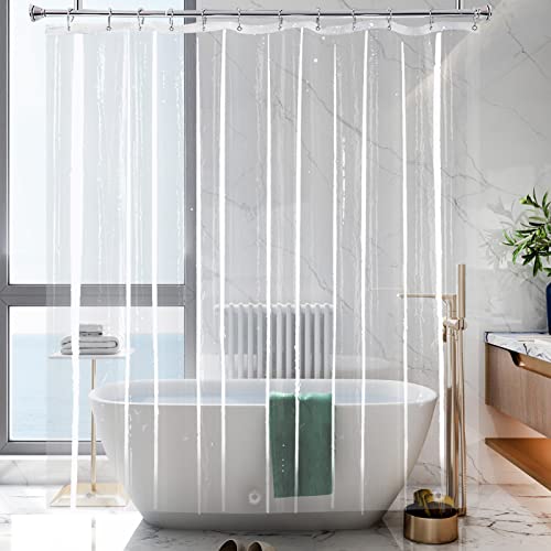 72x84 Extra Long Shower Curtain Liner Clear, Waterproof Heavy Duty | Transparent Plastic PEVA Vinyl Waterproof Inside Tall Shower Liner with 3 Magnets and Rustproof Grommets - color: Clear, size: 72"W x 84"L (Pack of 1)