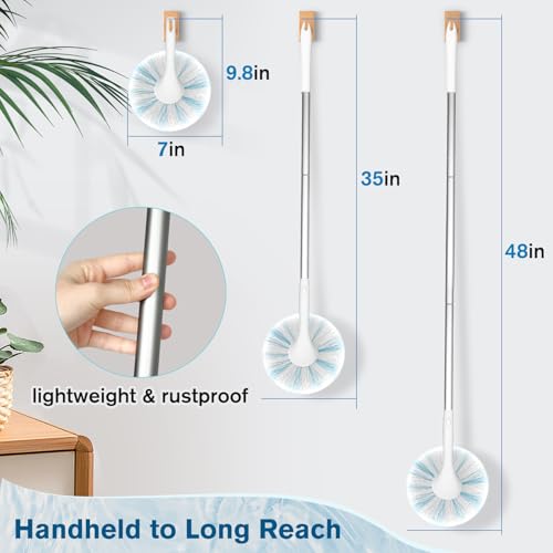 Non-Scratch Tub Tile Scrubber Brush, 48" Long Handle (1-Pack) | Soft Tub Mop, 2026 Version, All-in-One Adjustable Shower Brush for Bathtub, Bathroom, Sink, Faucet, and Wall Tile