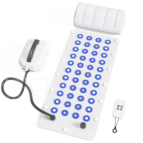 Bubble Bath Massager Mat with Ambient Light & Remote Control | 74 bubble jets，Inflatable pillow，Upgraded anti-slip suction cup，Noise reduction machine，Relieve fatigue and muscle soreness