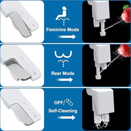 Ultra Slim Bidet Attachment for Toilet Seat, Dual Nozzle Rear and Feminine Wash, Self Cleaning Sprayer, Non Electric Bidet with Adjustable Water Pressure, Brass Inlet, Easy Installation - color: Chrome-11