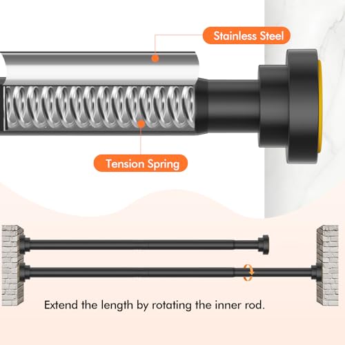 Shower Curtain Rod 31-68 in Adjustable Curtain Rod No Drilling Black Tension Shower Rod Stainless Steel for Bathroom Room Divider - color: Black, size: 31"-68"