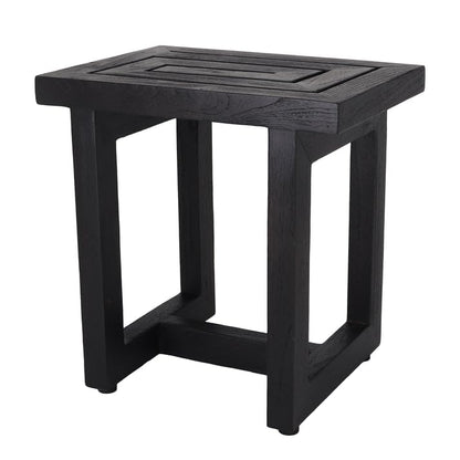 Teak Shower Bench - Teak Shower Seat - Wood Bathroom Stool (Black) - color: Blackened, size: Medium