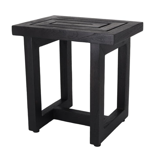 Teak Shower Bench - Teak Shower Seat - Wood Bathroom Stool (Black) - color: Blackened, size: Medium