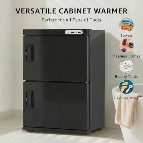 46L Hot Towel Warmer Cabinet, Large Professional Towel Heater - Black | Rust Resistant, Stainless Steel Racks, Large Capacity, Towel Warmer for Spa Massage Salon Home - color: Black, size: 46L