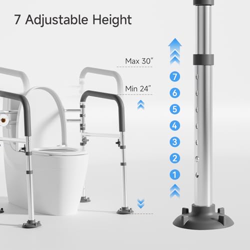 Loyoda Toilet Safety Rail, Adjustable Foldable Toilet Frame with Handles for Seniors 350 lb Weight Cap