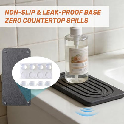 2 PCS Water Absorbing Stone Tray, Quick Drying Diatomite Sink Tray, Non-Slip Drying Mat for Bathroom Vanity & Kitchen Counter, Soap Dispenser Sponge Holder Organizer, White 8.3x4 Inch (Black) - color: Black