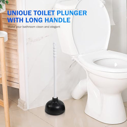 KOOMADE Force Suction Cup Rubber Toilet Plunger with PP Handle, Toilet Bowl Plunger Heavy Duty Pump Clogged Solution for Bathroom Stores Restaurants Strong Sink to Fix Clogged Toilets Drains Sinks (2)