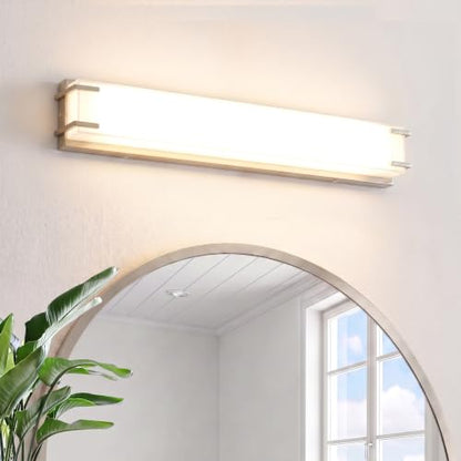 URSOLA LED Bathroom Light Fixture Over Mirror 24.4" Vanity Light with Milky White Lampshade 4000K Daylight Brushed Nickel Bath Bar (Brushed Nickel) - color: Brushed Nickel, size: 24inch