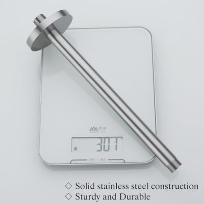 RANDOM Brushed Nickel Shower Arm with Flange 12 Inches Ceiling Mount Shower Head Extension Straight Arm Ceiling-Mounted For Fixed Shower Head.RD-91038-12BN - color: 12″ Brushed Nickel(Round Flange)
