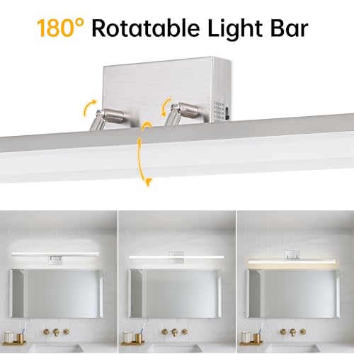 36 inch LED Modern Bathroom Vanity Lighting Fixtures Over Mirror, Brushed Nickel Adjustable Makeup Vanity Light Bar Dimmable 5CCT 36W 3000K-5000K - color: Nickel-36 Inch 5cct
