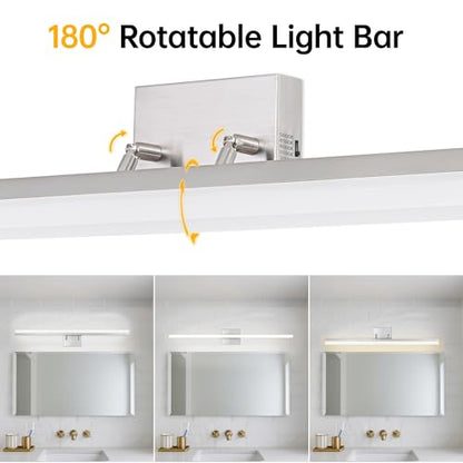 48 inch LED Modern Bathroom Vanity Lighting Fixtures Over Mirror, Brushed Nickel Adjustable Makeup Vanity Light Bar Dimmable 5CCT 46W 3000K-5000K - color: Nickel-48 Inch 5cct