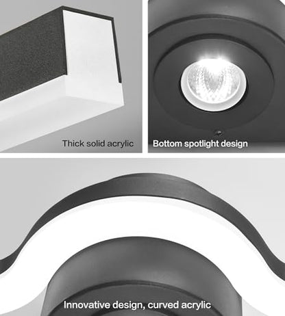 Bathroom Vanity Light Over Mirror– 40 Inch Black Vanity Lighting Fixtures LED Dimmable 6000K Bright White with Extra Downlight 22W 1760lm Matte Black - size: 40 Inch