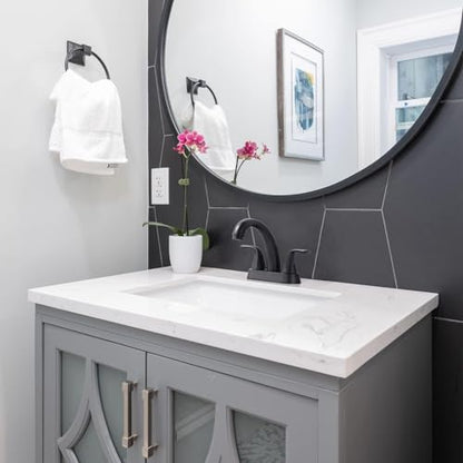 Black Bathroom Sink Faucet, 4 Inch Centerset Bathroom Faucet | ALEASHA 2 Handles Vanity Faucet with Pop Up Drain Stopper, RV Lavatory Vanity Faucets with Aesthetic Appeal - color: Matte Black