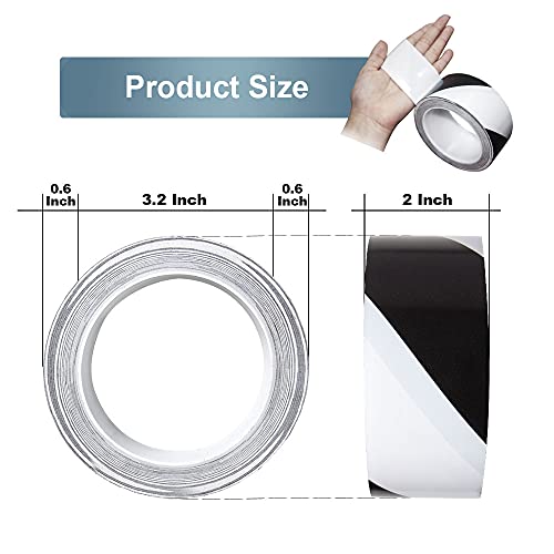 4Rolls Black White Hazard Warning Stripe Tape 2''x36yds Floor Safety Mark - color: Black-white