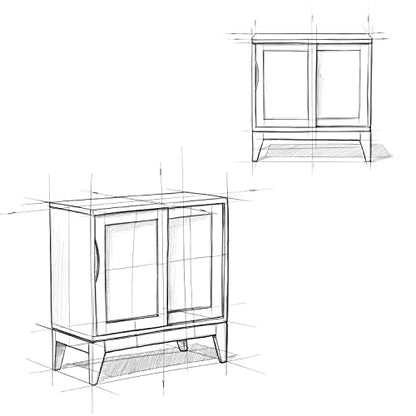 SIMPLIHOME Harper 48" Solid Wood Cabinet in Teak Brown - color: Teak Brown, size: 30 inch