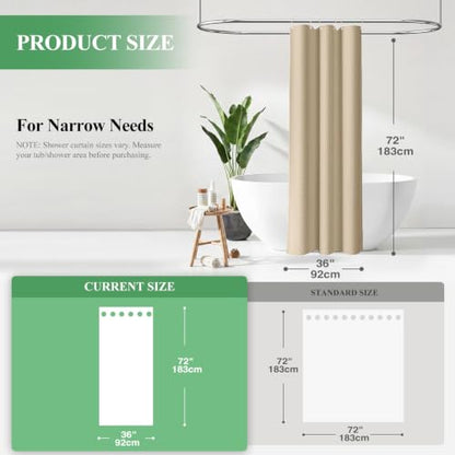 Stall 3 in 1 Waffle Shower Curtain Set with Liner 36 x 72 Beige | Narrow Half Size, Waterproof Clear PEVA Liner, 256GSM Heavy Duty Fabric, Hotel Luxury Shower Curtains for Bathroom, 6 Hooks - color: Beige, size: 36"W x 72"L (Pack of 1)