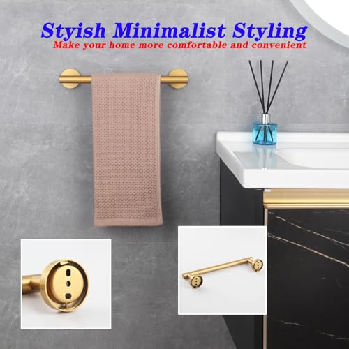 GERZWY 12-Inch Bathroom Towel Bar Modern Round Style Gold Stainless Steel Hand Towel Holder Wall Mount AG1101C30.5-BE - color: Gold, size: 12 Inch (Pack of 1)