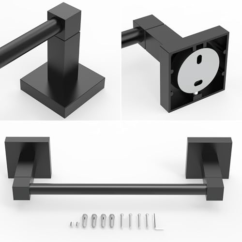 RUACQ Towel Bar, 9" Towel Racks for Bathroom Wall Mounted, Matte Black | Hand Towel Holder, Total Length 10.8 Inch Single Towel Rod, 304 Stainless Steel, Rustproof, Square Base, Heavy Duty, Modern - color: Matte Black, size: 9 inch(Center to Center) Singl