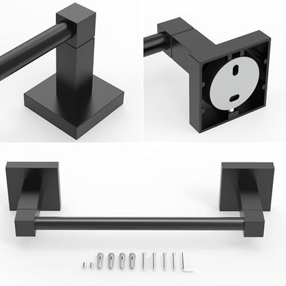 RUACQ Towel Bar, 9" Towel Racks for Bathroom Wall Mounted, Matte Black | Hand Towel Holder, Total Length 10.8 Inch Single Towel Rod, 304 Stainless Steel, Rustproof, Square Base, Heavy Duty, Modern - color: Matte Black, size: 9 inch(Center to Center) Singl