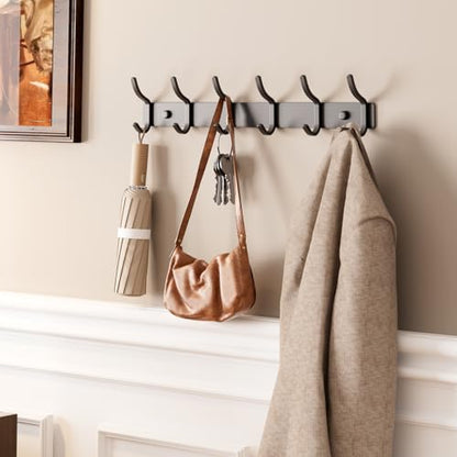 GWAAZXGZ Black Coat Rack Wall Mount - 15 Inch Metal 6-Hook Rack(1 Pack) | for Hanging Coats, Bags, and Towels in Entryway, Livingroom, Bedroom, Bathroom, and Kitchen - color: Black, size: 1 Pack