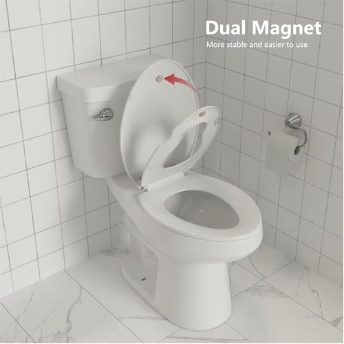 Elongated Toilet Seat with Built-In Toddler Potty Training Seat, Slow Close, Easy to Install & Clean, Detachable Seat for Longtime Usage, White - color: White-2, size: Elongated with Toddler Seat