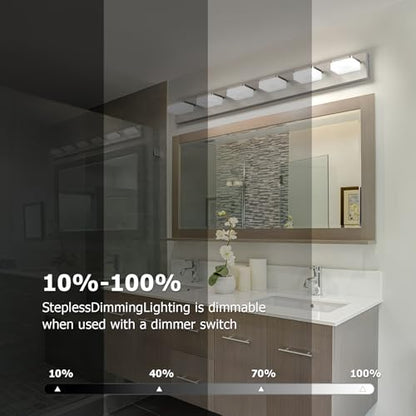 Brushed Nickel Vanity Lights for Bathroom 6-Light Vanity Lighting Fixtures for Mirror 39" Adjustable 5500K Modern LED Vanity Light Over Mirror, Bath Wall Lighting Fixtures - size: 6-Light,39Inch
