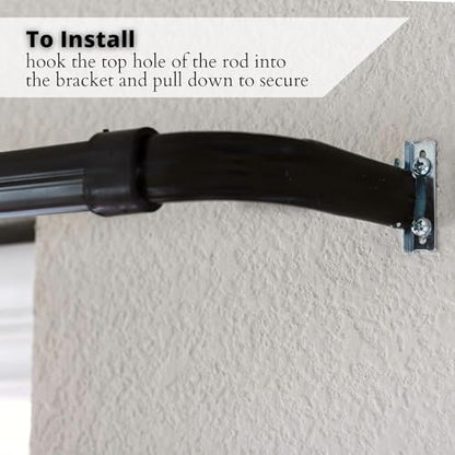 Yafa Home Fashion Heavy Duty Single Standard Adjustable Curtain Rod Hardware Included - color: Black, size: 26” - 48”