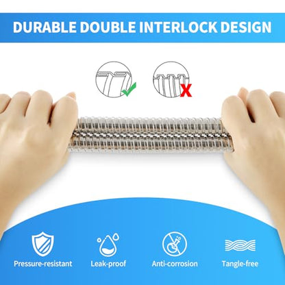 98" Metal Shower Hose Replacement Handheld Kink Free Stainless Steel Shower Head Wand Hose Extension Extra Long with Brass Insert and Nut, Durable & Flexible for Pet Bathing Cleaning - color: Chrome, size: 98 Inches