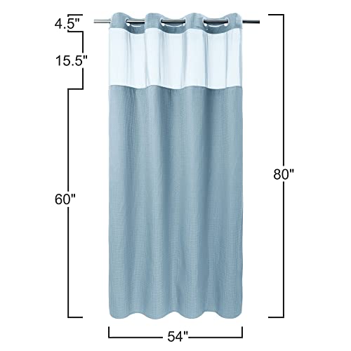 River Dream Heavyweight Waffle No Hook Shower Curtain with Liner,Blue,54x80 | Dotted Waffle,Snap-in Liner,Heavy Duty,Quick Dry,Mesh Top Window,With Bottom Magnets,Hotel-Grade,Washable,Stall Long Size - color: Blue, size: 54"W x 80"L (Pack of 1)