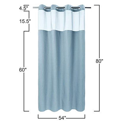 River Dream Heavyweight Waffle No Hook Shower Curtain with Liner,Blue,54x80 | Dotted Waffle,Snap-in Liner,Heavy Duty,Quick Dry,Mesh Top Window,With Bottom Magnets,Hotel-Grade,Washable,Stall Long Size - color: Blue, size: 54"W x 80"L (Pack of 1)