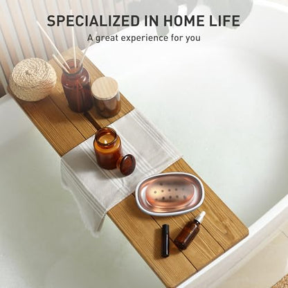 Metal Soap Dish, Large Double-Layer Draining Tray for Bathroom Sink | Stainless Steel Bar Soap Holder for Shower, Kitchen Sink Counter, Container for Sponges, Steel wool, Scrub brushes, Anti-Rust - color: Small Round Hole
