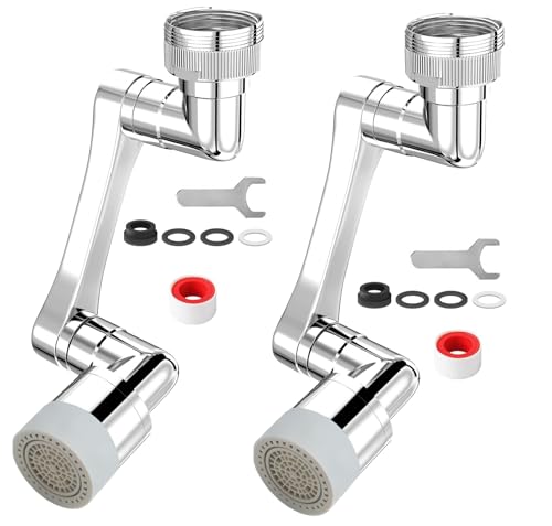 1440° Swivel Faucet Extender, Sliver, 2 PCS | 2 Sprayer Modes Rotating Sink Extension Multifunctional Robotic Arm, Splash Filter Extension Aerator for Kitchen Bathroom - color: Silver - 2 Pack - 2nd Gear