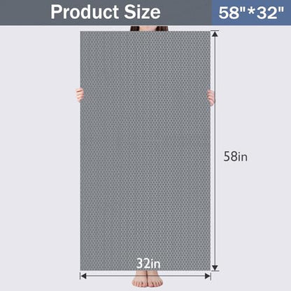 Bathroom Non Slip Shower Mat, Gray 58x32 Inch Bathtub Mat, Non Slip Bathroom Mat for Elderly and Kids, Easy to Dry, Fast-Dry Drainage Hole, Easy to Prune - color: Gray, size: 58" x 32" (Rectangular)