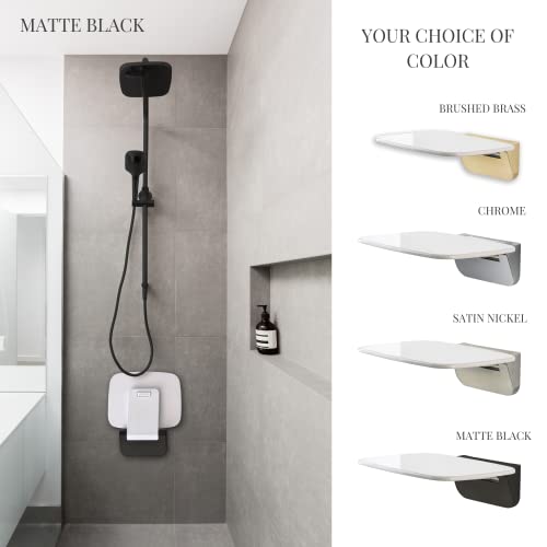 Folding Shower Seat Wall Mounted – Secure Fold Down Shower Bench, 350lbs Capacity, Space-Saving & Easy to Clean, Matte Black - color: Matte Black