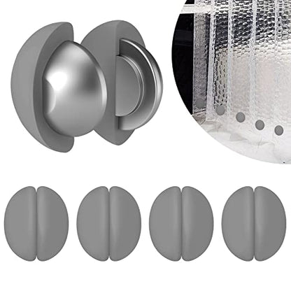VANZAVANZU 5 Pairs Shower Curtain Weights, Silicone Wrapped Magnets, Heavy Duty Magnets Prevent Curtain Liner from Blowing, Rust-Free, Gray - color: Grey, size: 1.2"W x 1.2"L (Pack of 5)