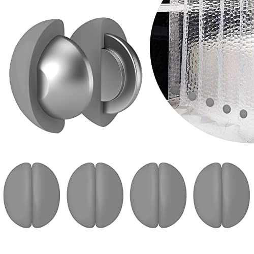 VANZAVANZU 5 Pairs Shower Curtain Weights, Silicone Wrapped Magnets, Heavy Duty Magnets Prevent Curtain Liner from Blowing, Rust-Free, Gray - color: Grey, size: 1.2"W x 1.2"L (Pack of 5)