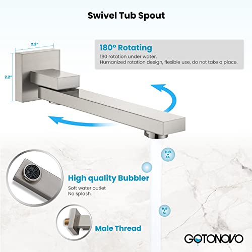 gotonovo Tub Shower Faucet Set with Valve Kit 10’’ Head,Brushed Nickel | Shower System with Tub Spout,SUS304 Rain Head with Handheld Sprayer,Swivel Spout,All Metal,Rough-In Valve Trim Kit,Wall Mount - color: Nickel, size: 10’’ Head