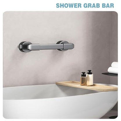 Suction Cup Grab bar for Shower，Suction Cup Shower Grab Bars,11.8″, 2-Pack | No drilling, no glue damage to walls. Simply press to lock the suction cup, easy to install and reposition whenever you want - color: Gray 30cm 2pcs
