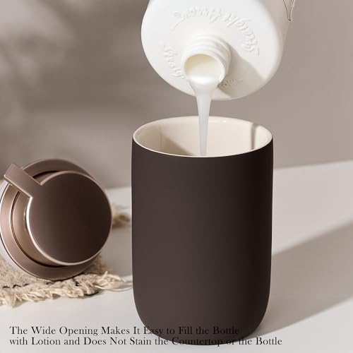 Foaming Soap Dispenser with Plastic Pump,12oz Foam Dispenser Bathroom,Kitchen Foam Soap Dispenser,Brown Hand Soap Bottle(Rubber Paint& Ceramic) - color: Mocha Brown